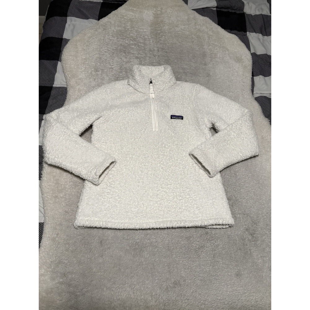 Patagonia Los Gatos White Fleece Sweater 1/4 Zip Size Small